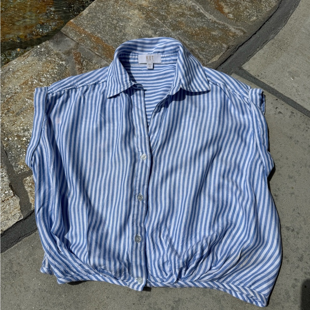 Kut from the Kloth Blue and White Button Down Shirt